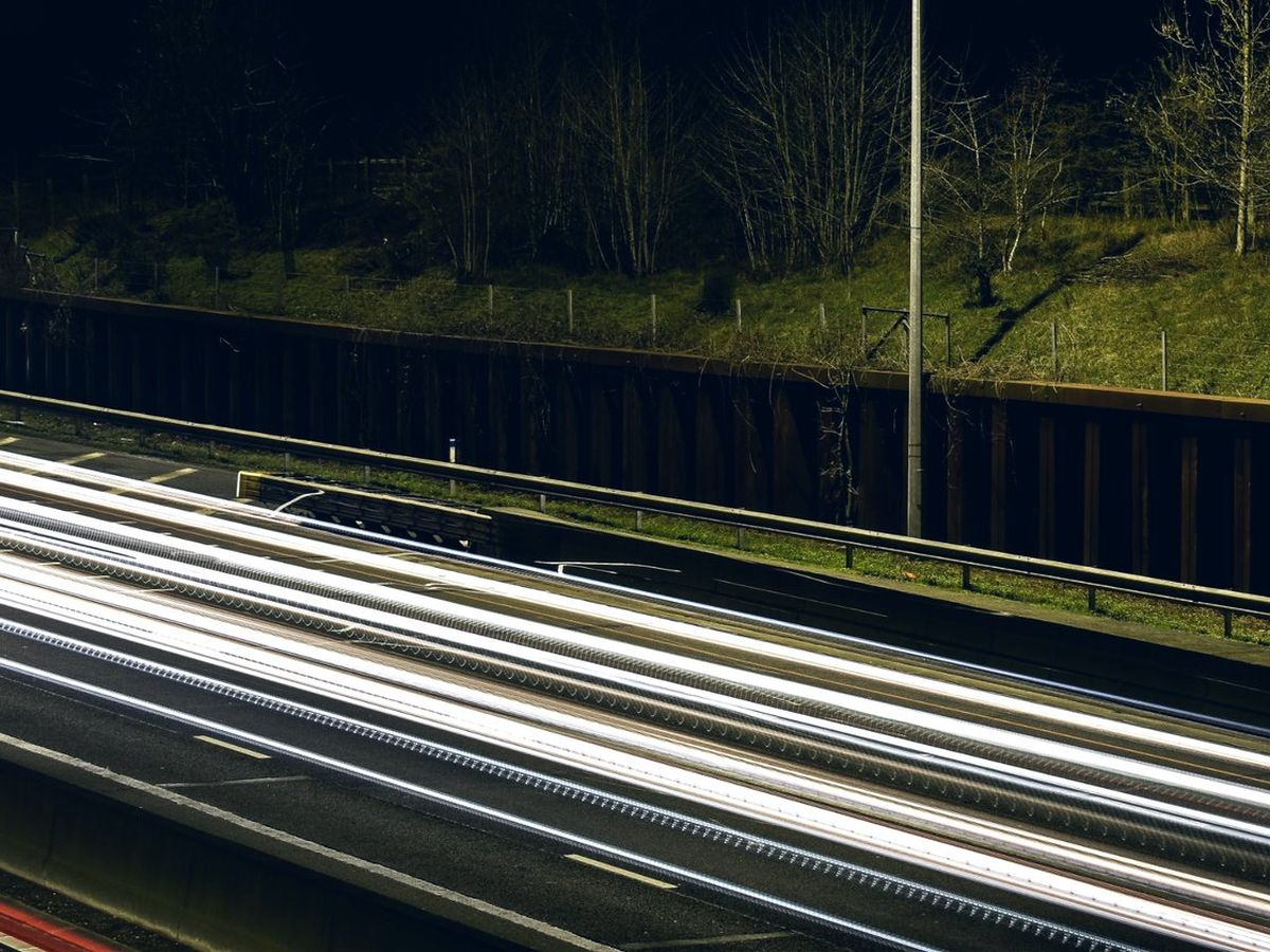 Motorway lights at night